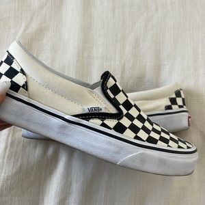 checkerboard slip on vans.